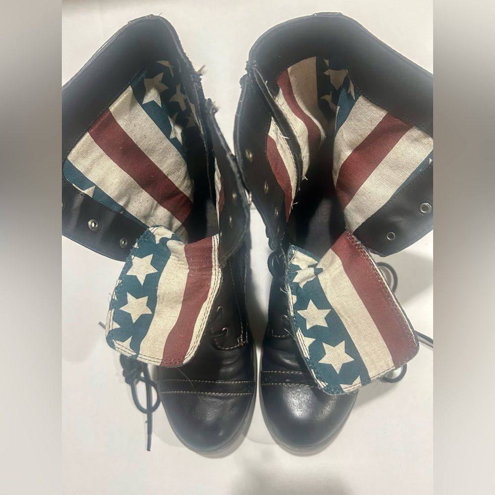 Mix No. 6  Combat  Black Boots American Flag Patriotic size 9 1/2